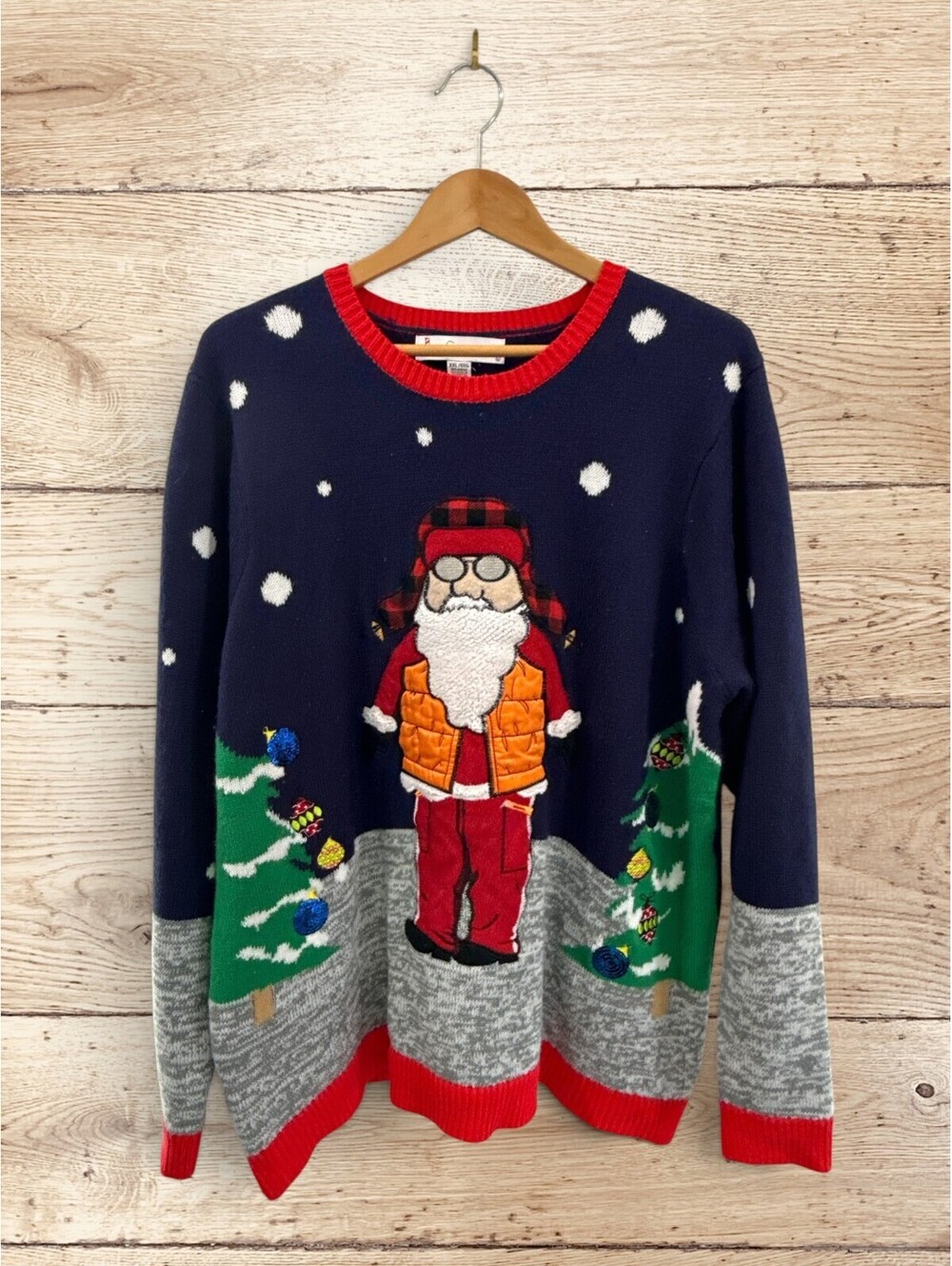 Jolly Sweaters Men's XXL Hunting Santa Ugly Christmas Sweater 3D Camo Holiday